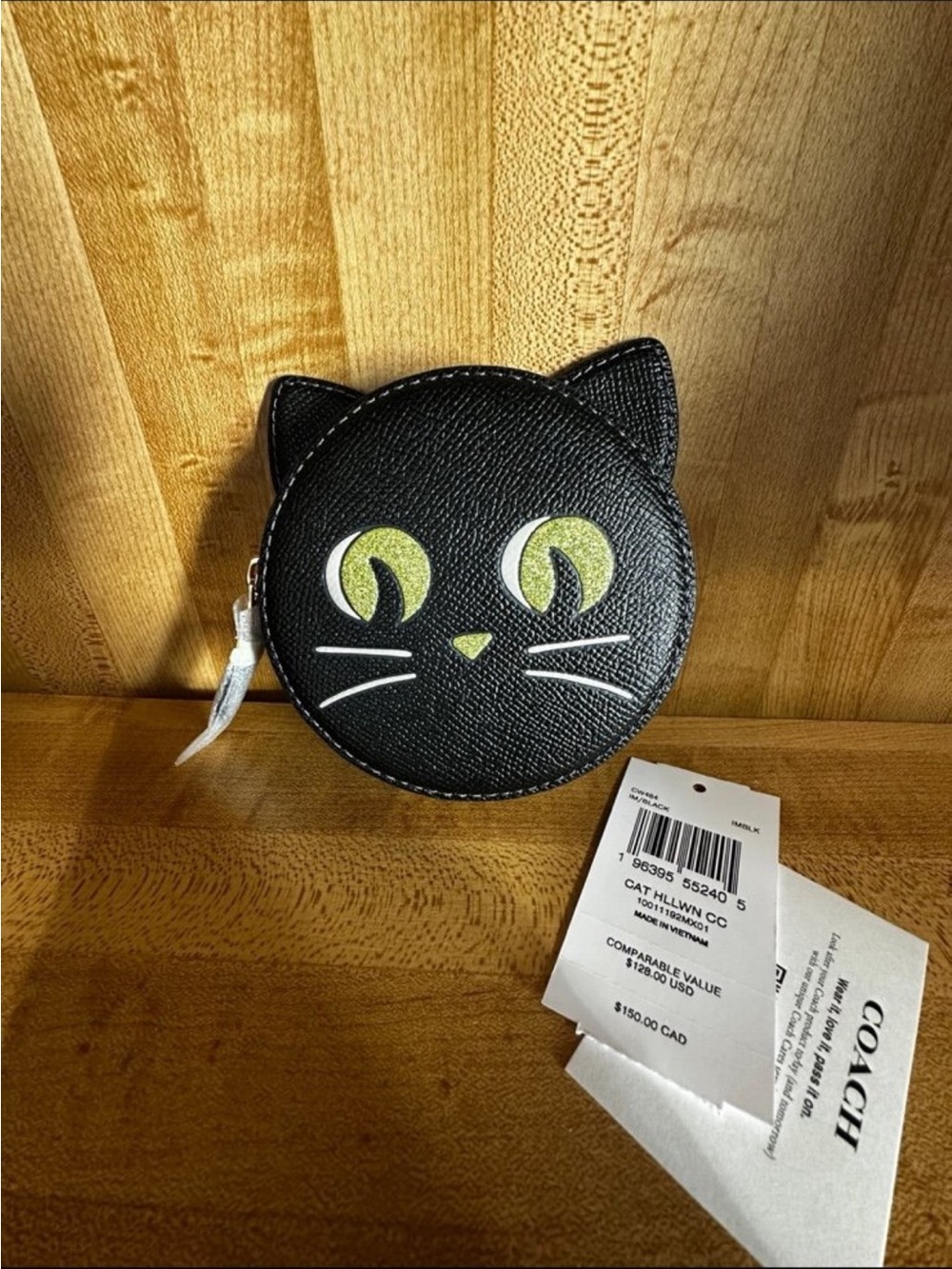 Coach Halloween Cat Coin Case Black CW464 NWT Limited Edition